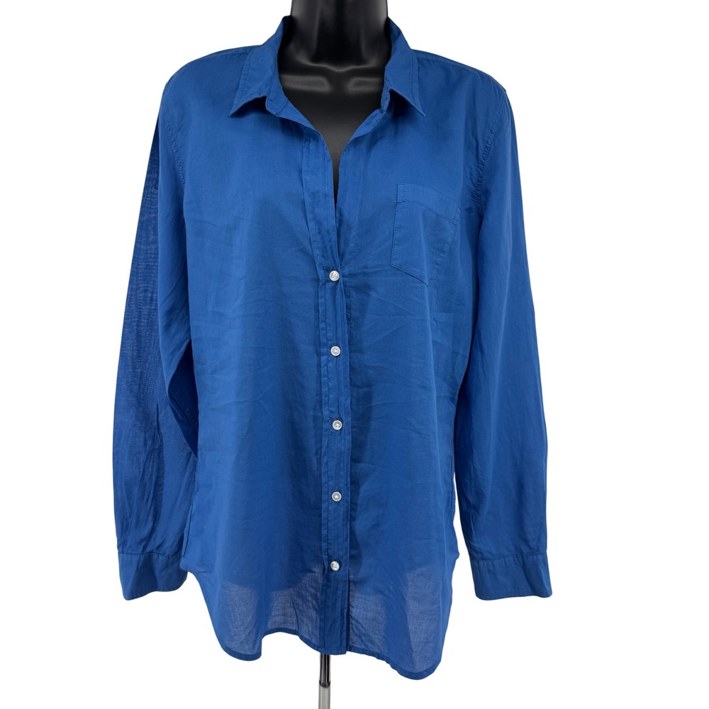 Lilly Pulitzer Button Down Womens M Blue  Voile Shirt Long Sleeve Casual Office